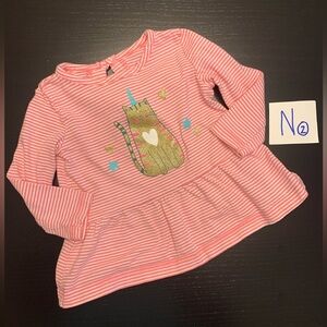 ⭐️2/$5.00⭐️ Carter's 9m Pink Striped Long Sleeve with Cat Design